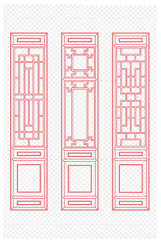中国风红色喜庆雕花屏风免扣元素