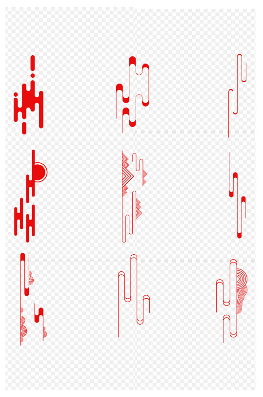 中国风线性祥云纹古典中式水纹装饰免扣元素
