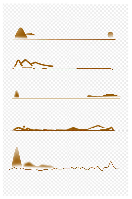 中式山水分割线毛笔笔触复古分割线免扣元素