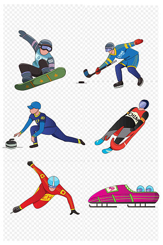 卡通描边冬季奥运会运动套图免扣元素