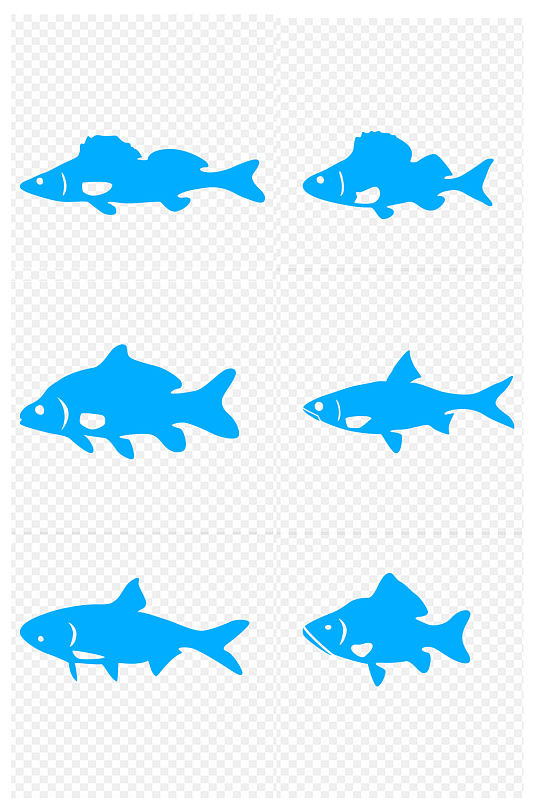 水产品淡水鱼海水鱼剪影图标免扣元素