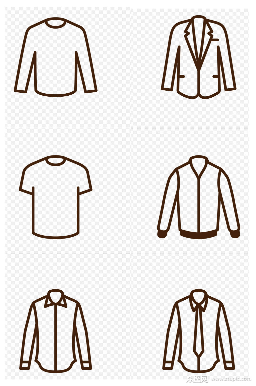 衣服上衣衬衫t恤外套图标免扣元素素材