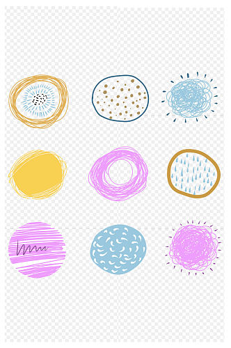设计感简约圆圈涂鸦免扣元素