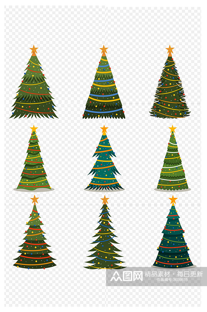 圣诞节圣诞树元素插画免扣元素素材