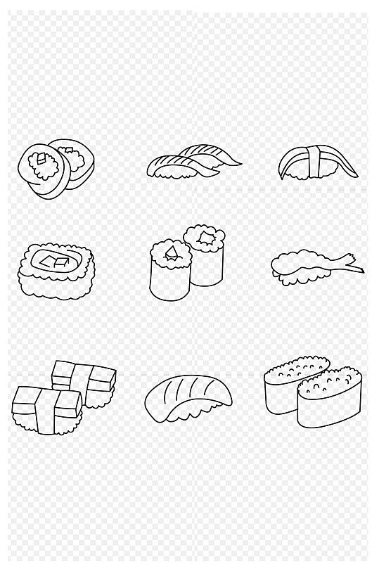 食物美食寿司简笔画图标免扣元素