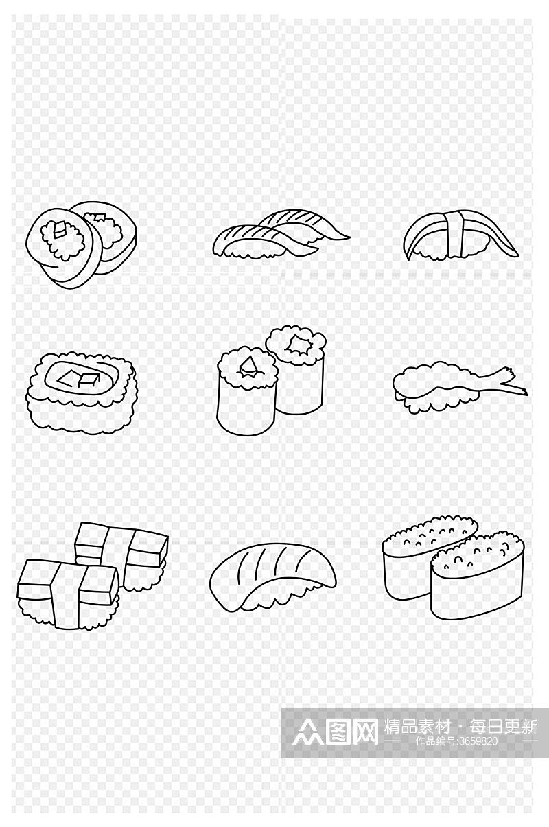 食物美食寿司简笔画图标免扣元素素材