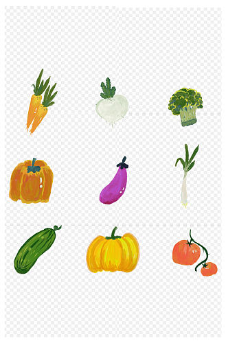 插画小清新蔬菜手帐贴纸海报素材免扣元素