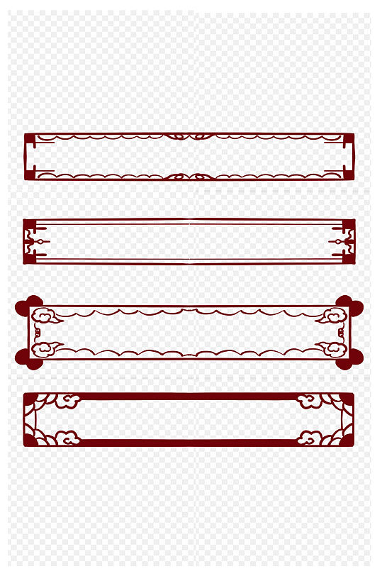 手绘红色春节节日中国风免抠边框元素