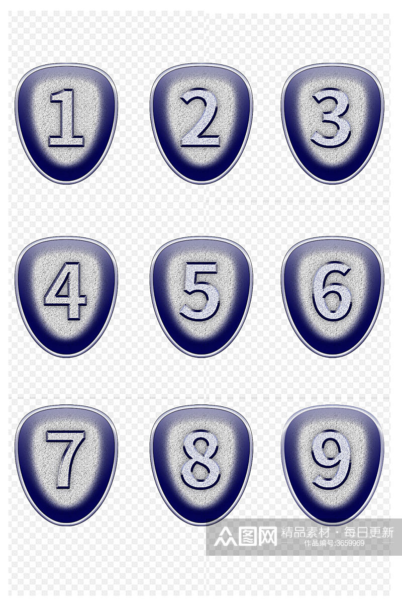 数字按钮图标符号素金属质感免扣元素素材