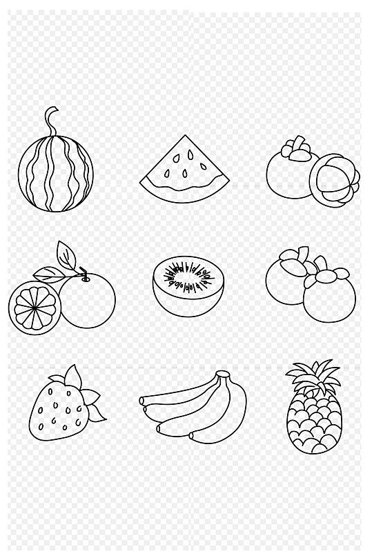 水果西瓜山竹橙子猕猴桃香蕉菠萝免扣元素