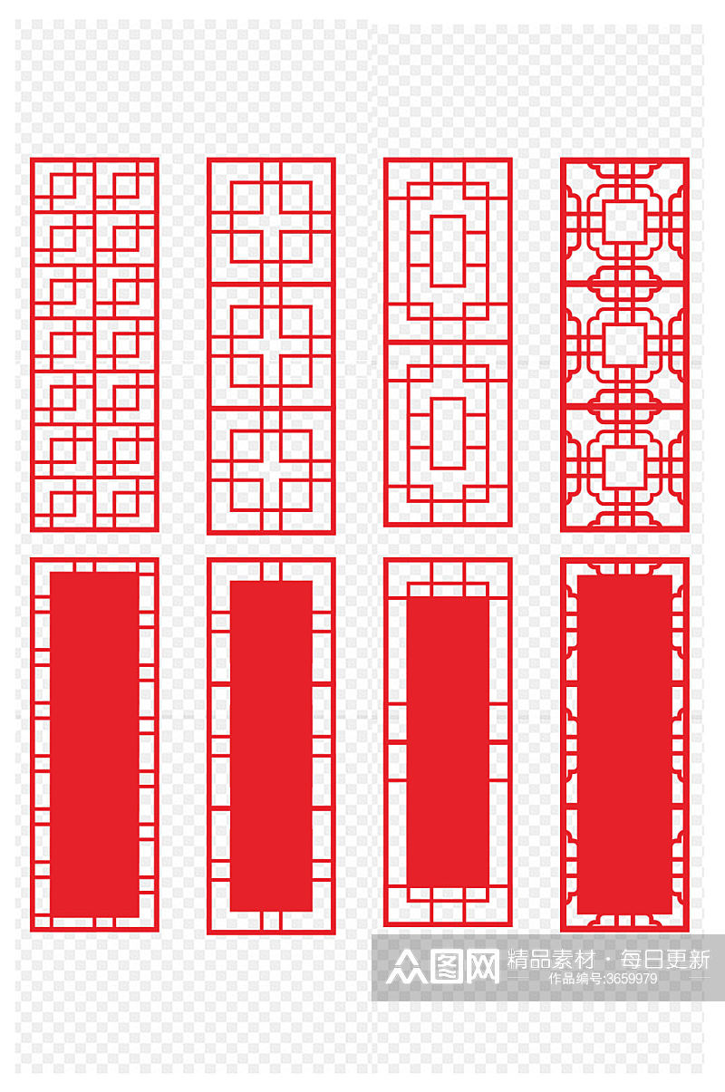 中式中国风矩形古典纹理边框免扣元素素材