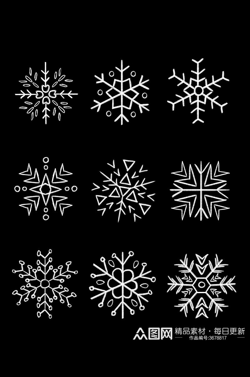 小清新冬天冬季圣诞节卡通雪花小雪免扣元素素材