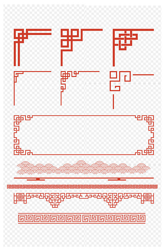 中国风古典花纹花边标题公示栏分割免扣元素