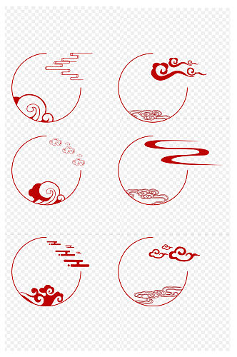 中国风古典祥云古典纹理装饰椭圆形免扣元素