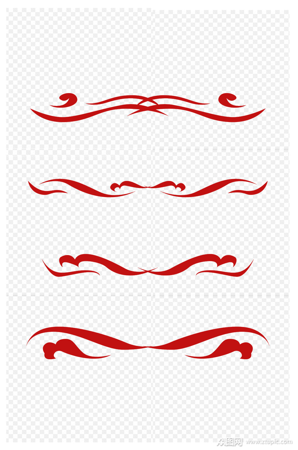 国风中式云纹线条分割线素材免扣元素素材