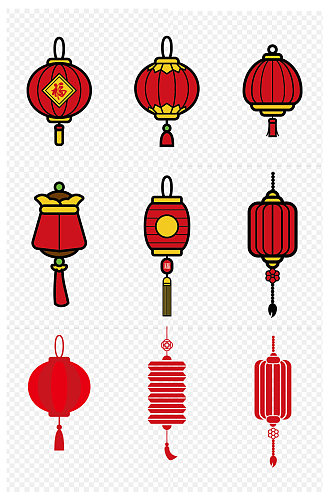 中国风灯笼中式过年喜庆春节免扣元素