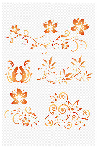 中式传统古典花纹样条线花卉曲线免扣元素