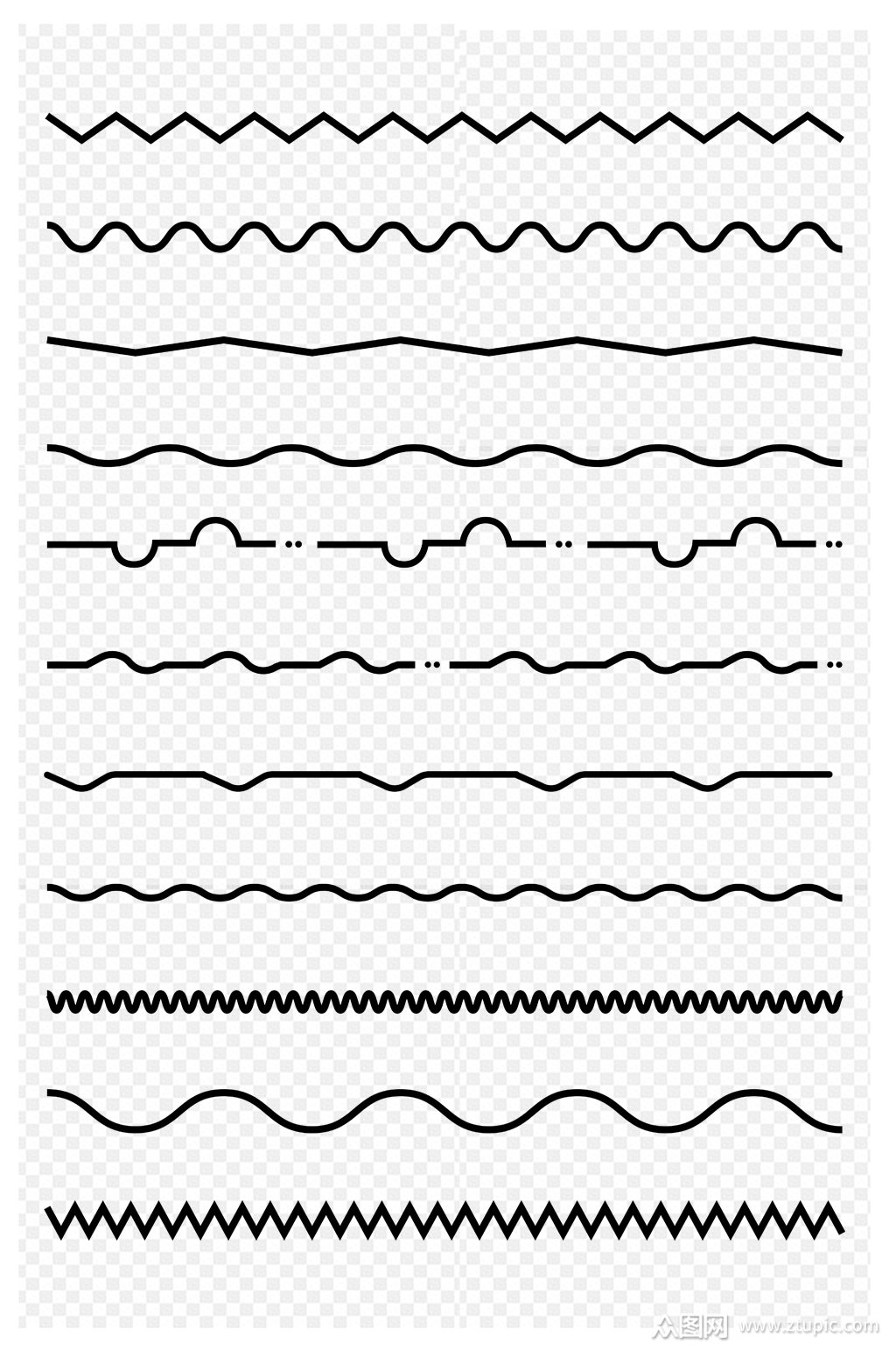 手绘装饰曲线波浪线分割线免扣元素素材