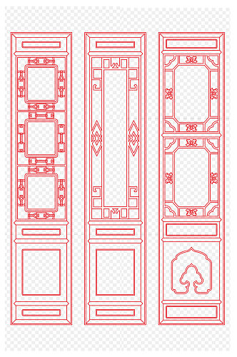 中国风喜庆雕花屏风装饰免扣元素