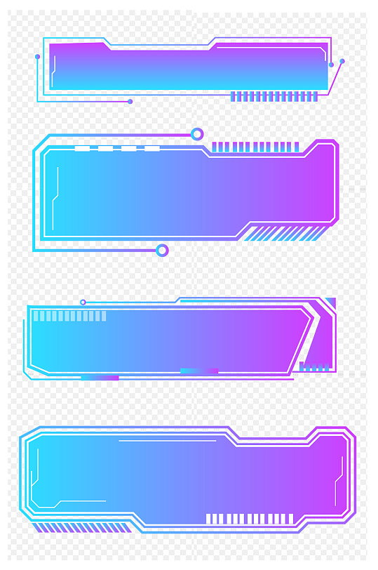 蓝色科技感矩形边框数据可视化科技几何蓝色圆边框素材免扣元素立即