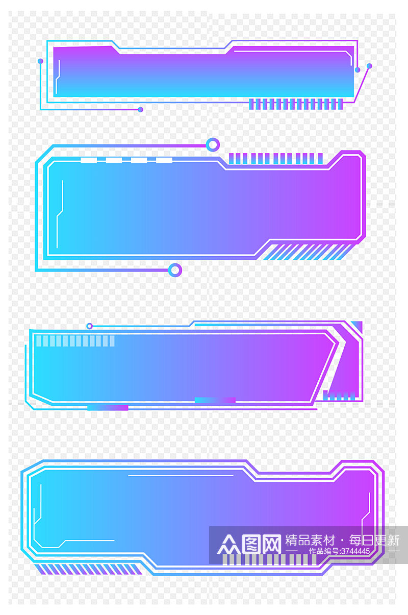 科技边框科技风渐变内容框标题框免扣元素素材