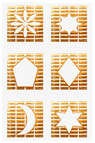 鎏金烫金现代方形立体装饰点缀免扣元素