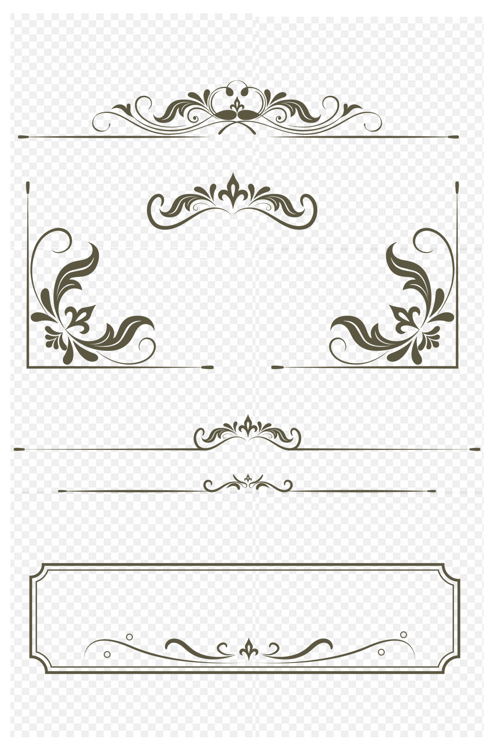 欧式欧风花纹纹理边框分割线标题框免扣元素