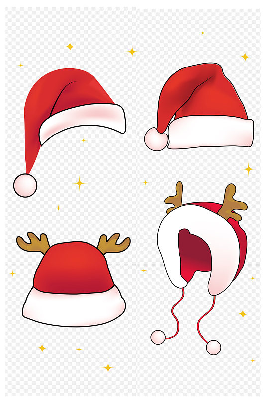 圣诞节红色立体圣诞帽鹿角海报素材免扣元素