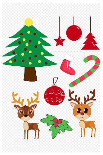 圣诞图案圣诞树小鹿圣诞袜装饰图免扣元素