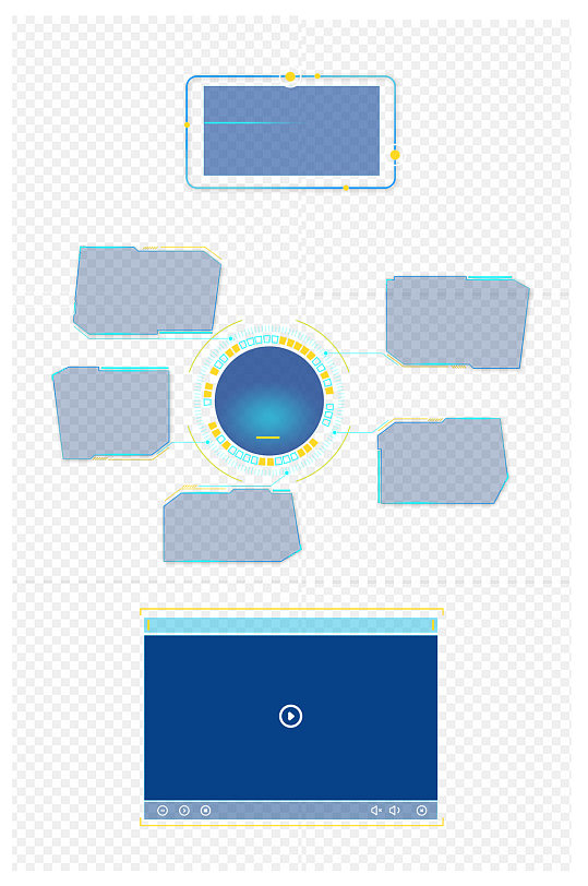科技感边框标题框视频框免扣元素
