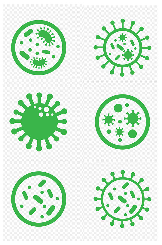 新冠病毒细菌细胞真菌图标免扣元素