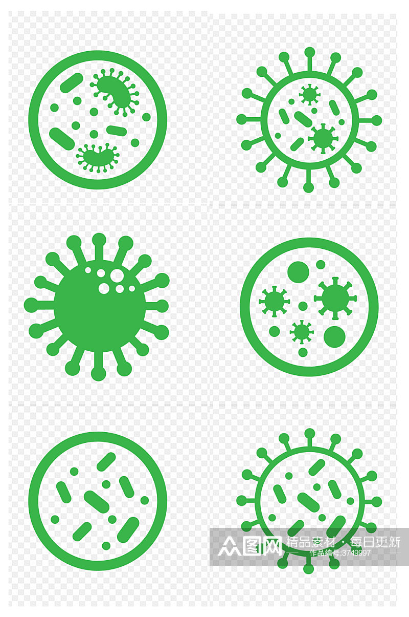 新冠病毒细菌细胞真菌图标免扣元素素材