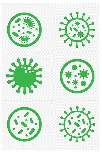 新冠病毒细菌细胞真菌图标免扣元素