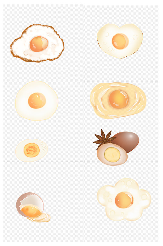 手绘卤蛋煎蛋白水蛋生鸡蛋鸡蛋免扣元素