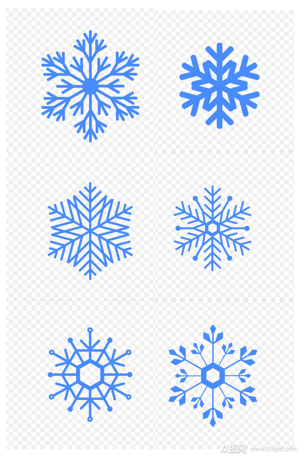 手绘冬季雪花素材免扣元素素材