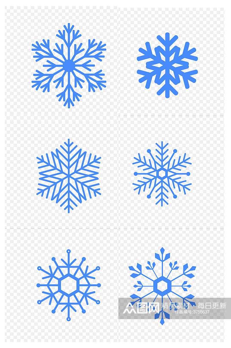 手绘冬季雪花素材免扣元素素材