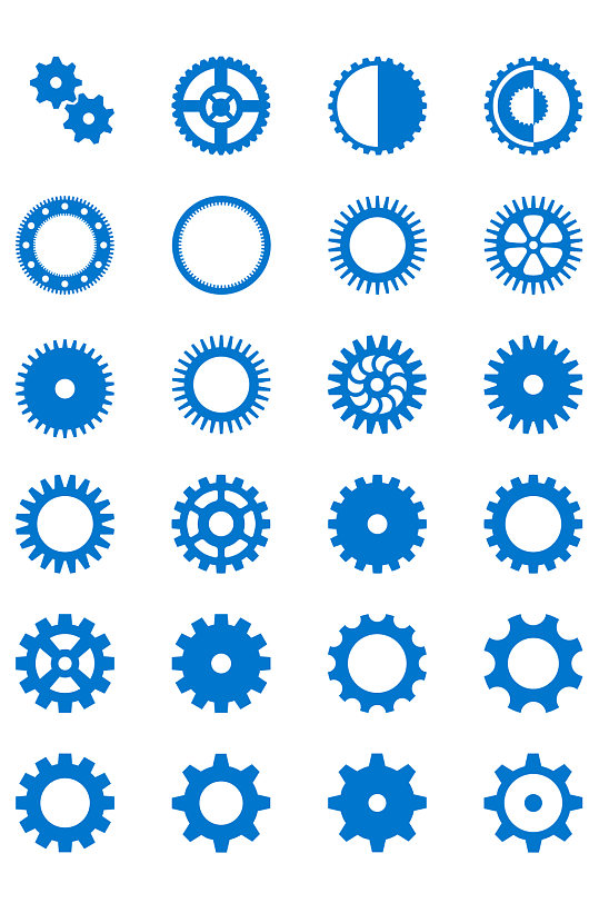 扁平蓝色齿轮海报背景缀图案图标免扣元素