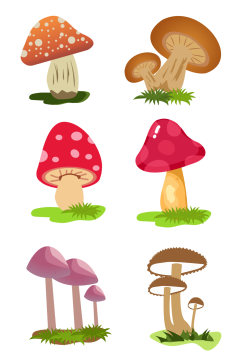 蘑菇卡通彩色蘑菇素材装饰免扣元素