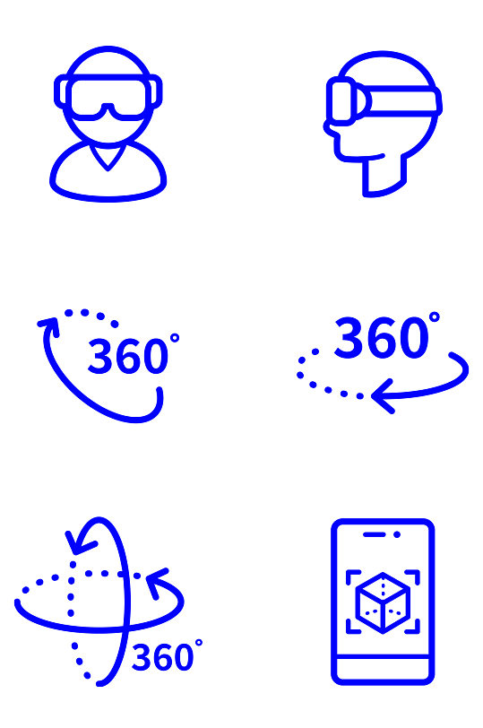 360度视野VR眼镜虚拟图标免扣元素