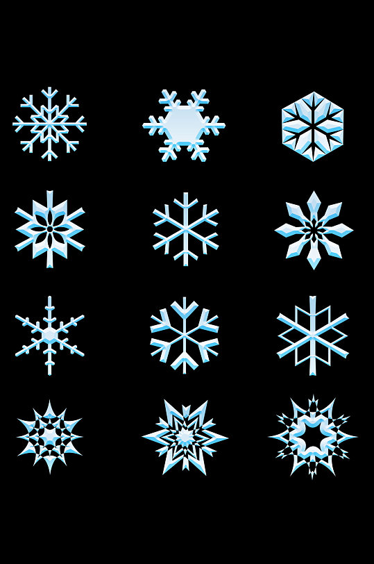 冬天雪花图案纹理精美花边装饰效果免扣元素