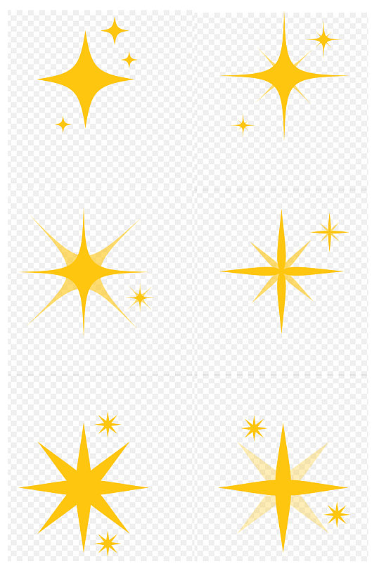 金色星星装饰手绘卡通点缀素材免扣元素