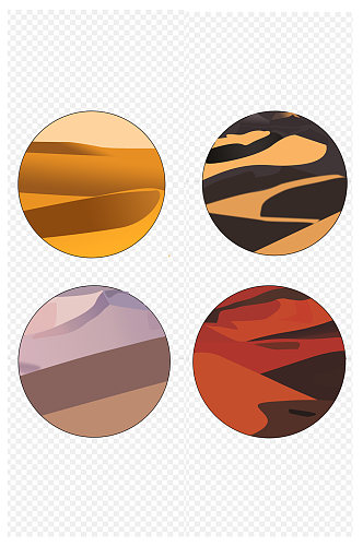几种沙漠风光风景插画元素免扣元素