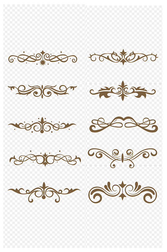 古典欧式花纹邀请函边框边角分割线免扣元素