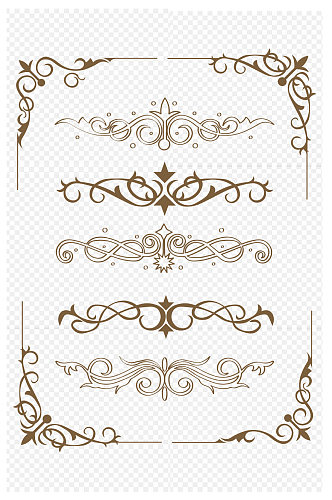 欧式古典婚礼花纹邀请函边框分割线免扣元素