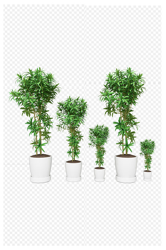 手绘花盆植物绿植素材免扣元素