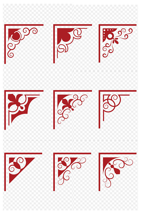 中國風(fēng)花紋邊角傳統(tǒng)雕刻文化墻邊框免扣元素