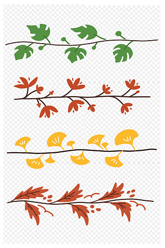 树枝树叶秋季落叶元素免扣元素