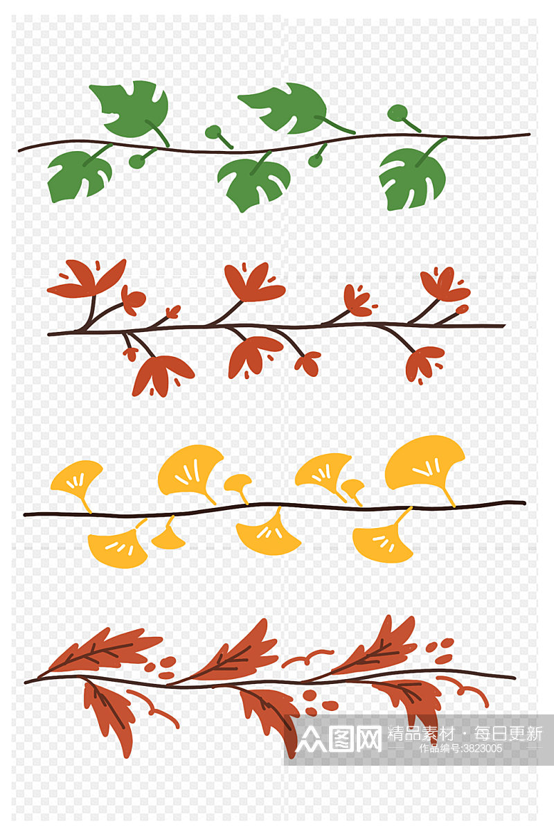 树枝树叶秋季落叶元素免扣元素素材