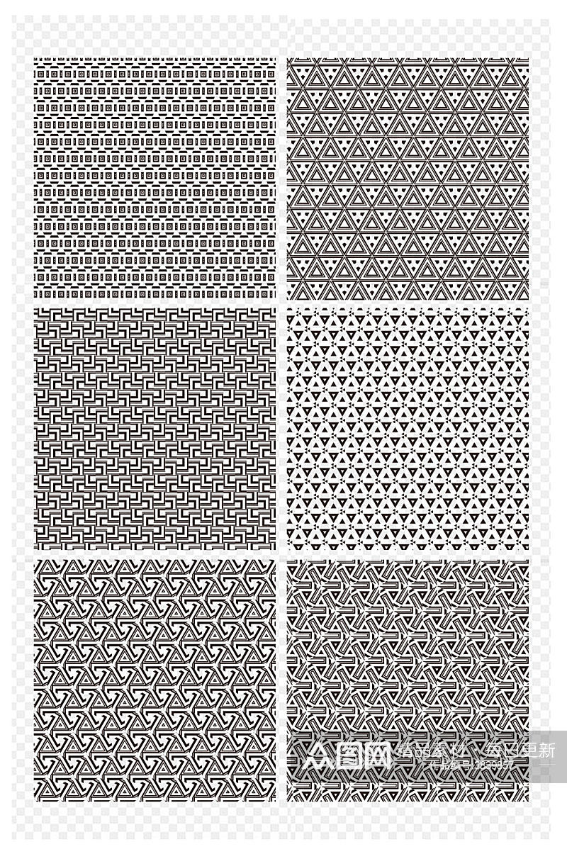 黑白抽象几何线条花纹装饰图案免扣元素素材
