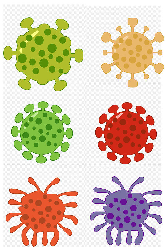 病毒细菌图案医疗病菌彩色冠状病毒免扣元素